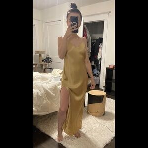 Dannijo Long Silk Slip Dress in "KHAKI" Size Small